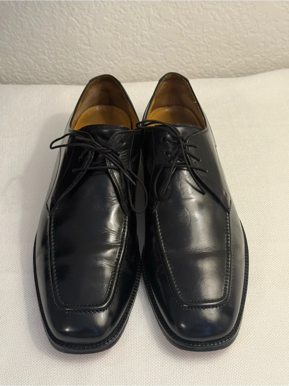 Cole Haan Mens 10.5 M Black Leather Square Toe Lace Up Oxford Dress Shoes C07140